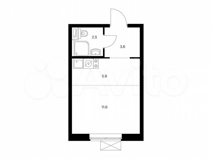 Квартира-студия, 23,6 м², 31/33 эт.