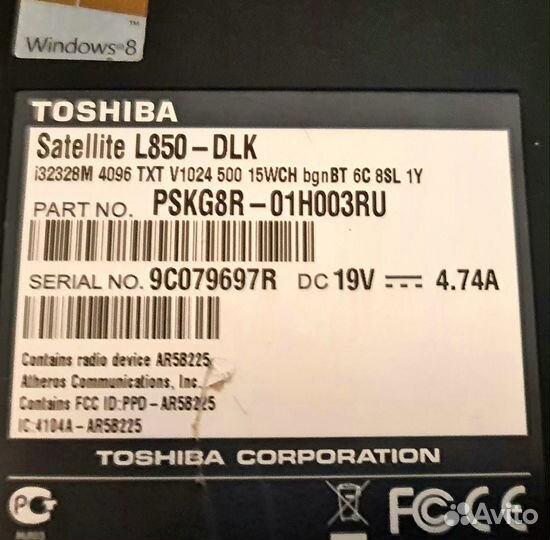 Ноутбук toshiba satellite l850
