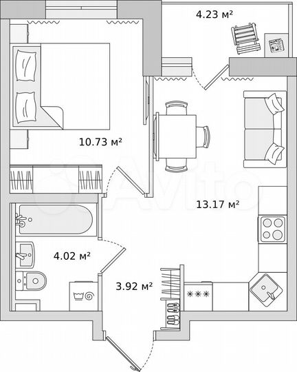 1-к. квартира, 34,5 м², 19/22 эт.