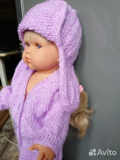 Вязаный комплект одежды для кукол 45-48 см