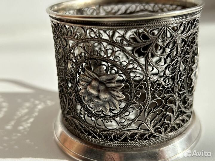 Подстаканник. Скань. Филигрань. Серебрение СССР