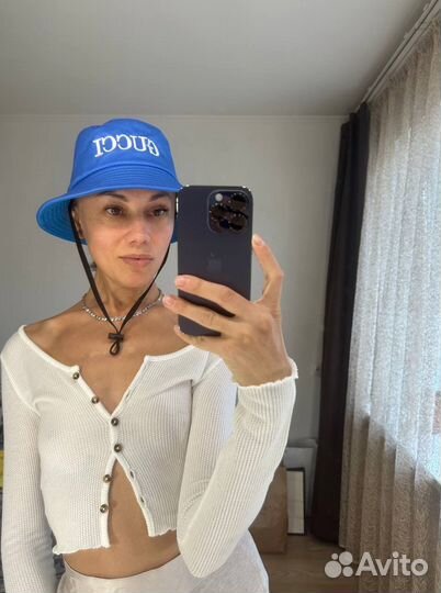 Панама Gucci новая хлопок синяя