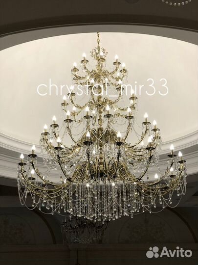 Хрустальная люстра (больших размеров) бронза