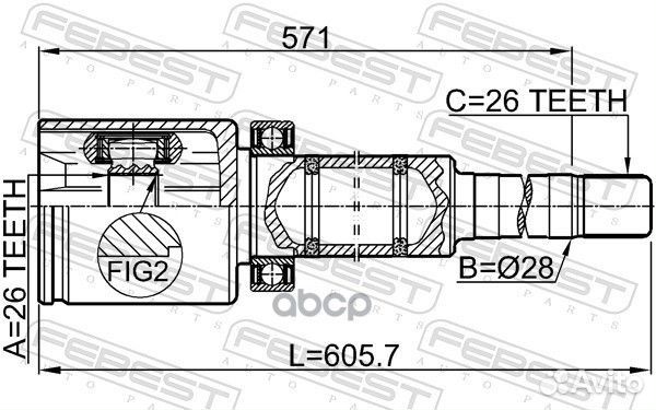 ШРУС внутренний правый 26X28X26 подходит для VO