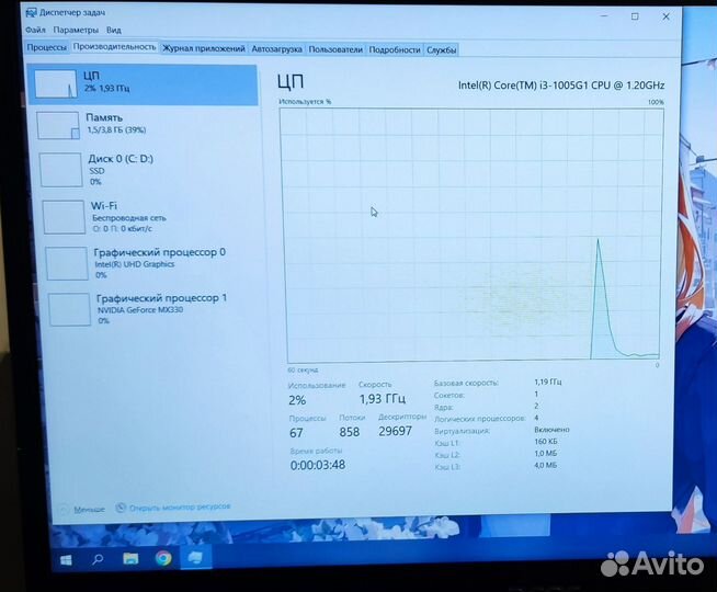 Ноутбук Acer Aspire 3 MX330 / intel core i3
