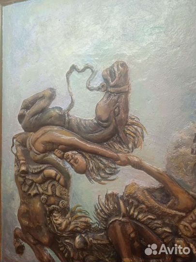 Картина Битва ханов объёмная живопись, масло