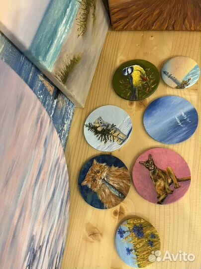 Картина миниатюра на заказ, магнит, значок