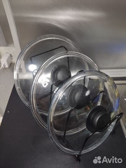 Крышки стеклянные для сковород на подставке