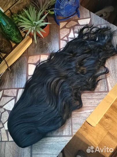 Парик черный, без челки. Новый