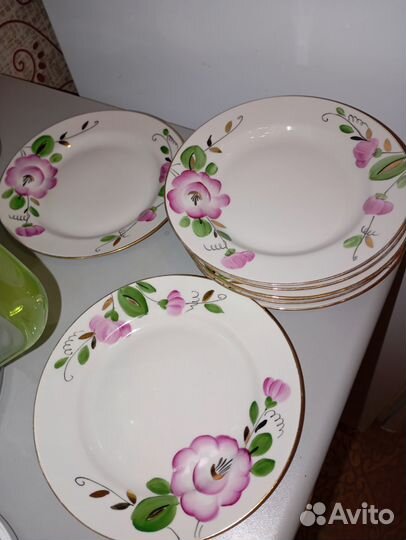 Тарелки дулево СССР ручная роспись деколь