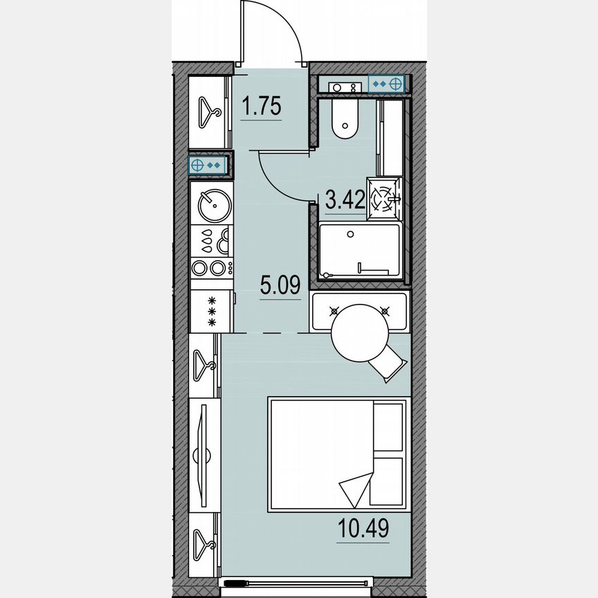 Квартира-студия, 20,8 м², 11/17 эт.