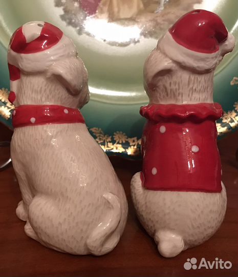 Фарфоровый набор для соли перца Мопсы