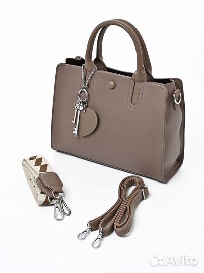 Сумка женская тоут тёмно-бежевая