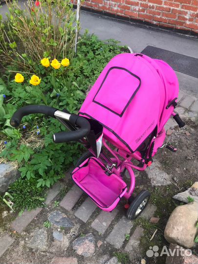 Велосипед коляска трехколесный розовый
