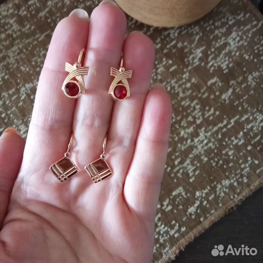 Серьги мед.сплав под советское золото