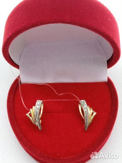 Золотые серьги с бриллиантами 585 пробы, Арт. 19