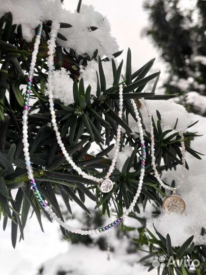 Браслет, чокер, серьги из натуральных камней