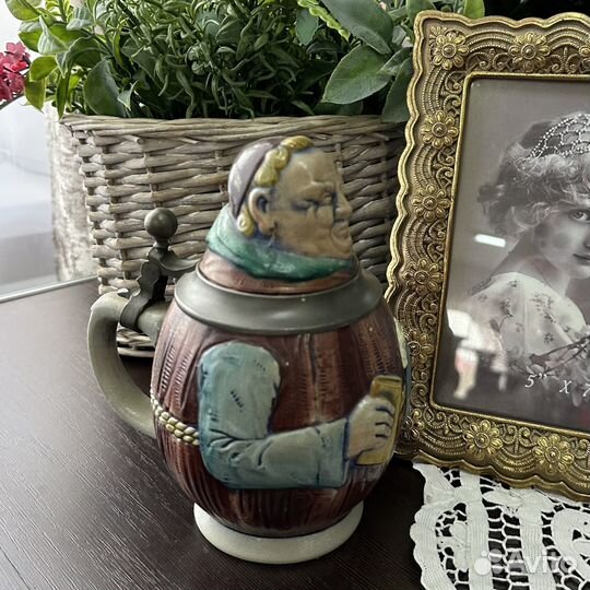 Пивная кружка ручной работы.Оловянная крышка