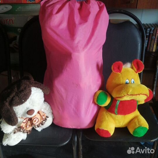 Игрушки мягкие и мешочек для них, б/у