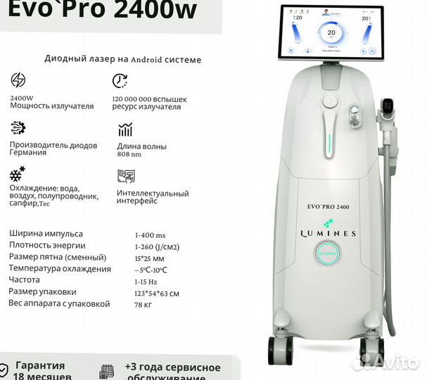 Аппарат для эпиляции люминес EvoPro 2400вт