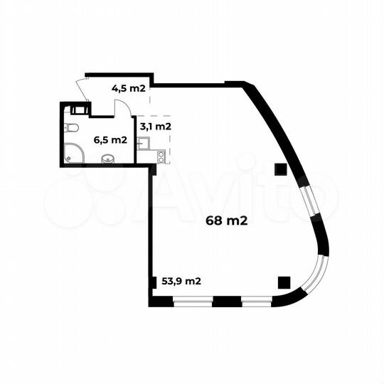 1-к. апартаменты, 68 м², 4/6 эт.