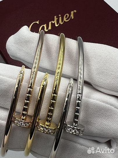 Браслет cartier гвоздь тонкий с камнями