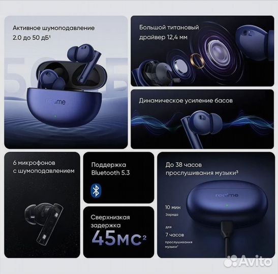 Наушники Realme Buds Air 5 новые, запечатанные