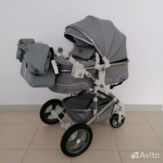 Коляска с рождения 2в1 серая