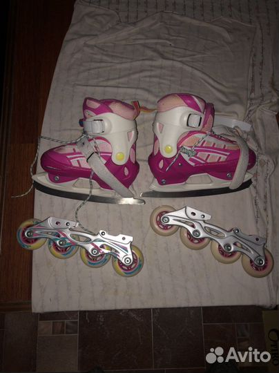 Коньки детские раздвижные размер 32-35