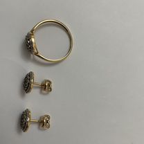 Золотой комплект с коньячными бриллиантами