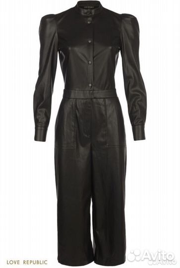 Женский кожаный комбинезон, love republic, черный