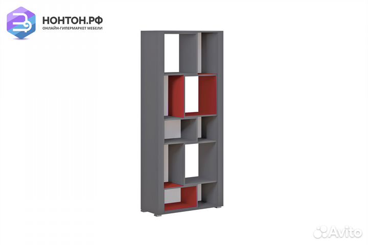 Стеллаж Неаполь графит / красный