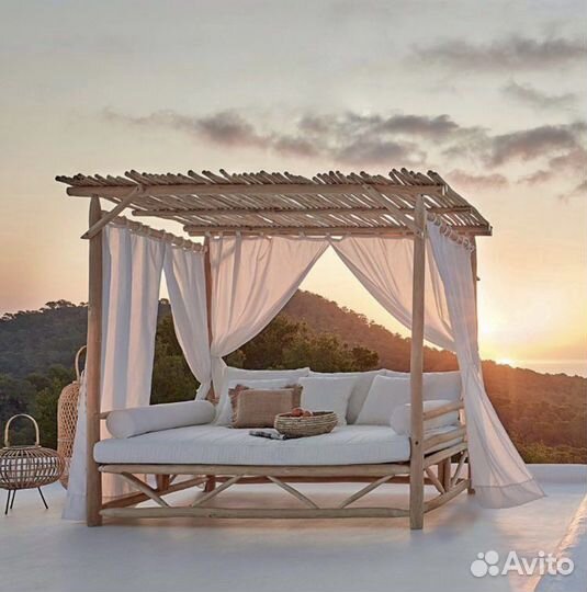 Уличная садовая лежанка гамак в стиле лофт