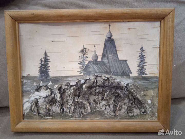 Картина из бересты в рамке