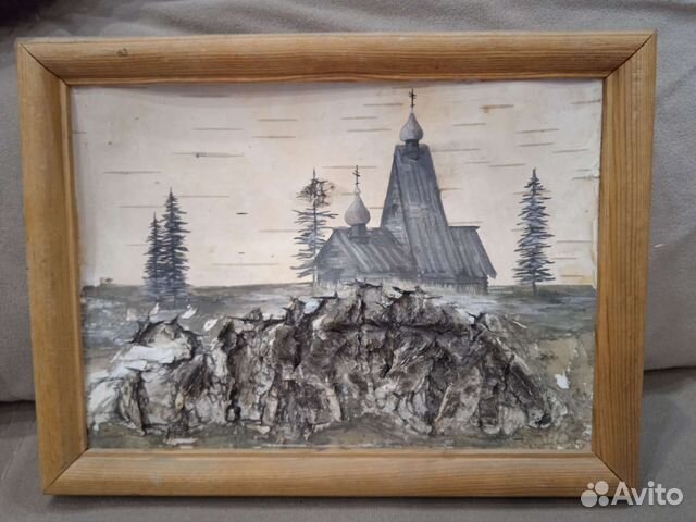 Картина из бересты в рамке