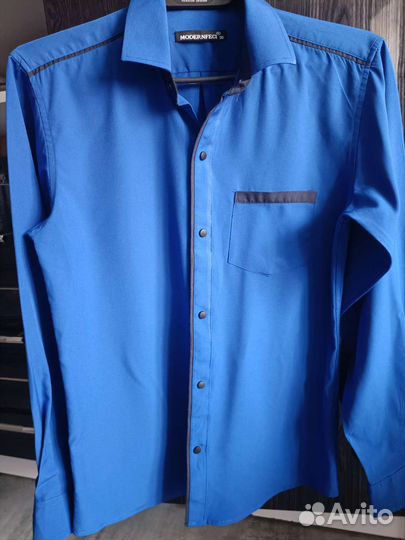 Рубашка на мальчика, 38 размер, синяя
