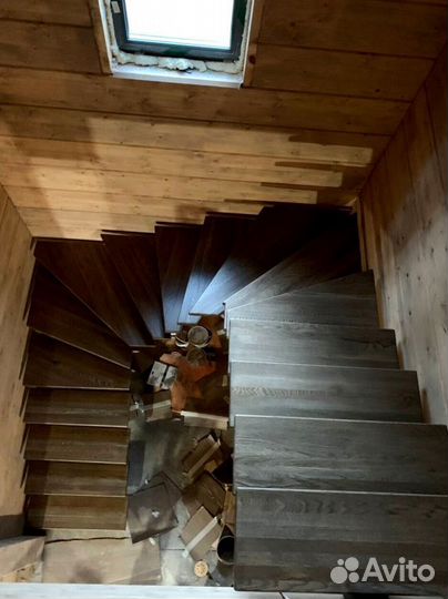 Обшивка ступеней Ясенем