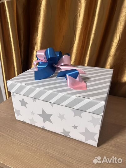 Коробка с лентами на гендер пати