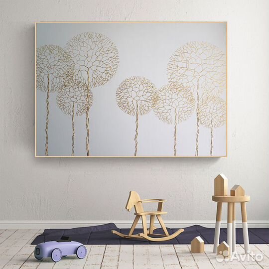 Картина интерьерная Золотый деревья