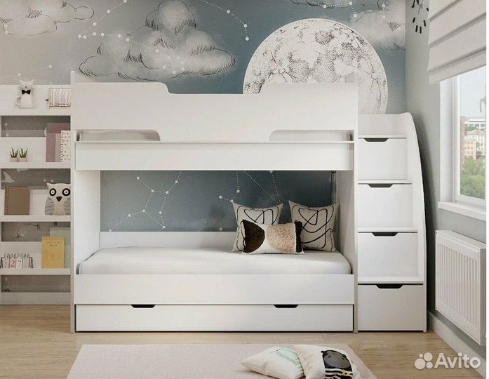 Кровать Двухъярусная с лестницей-комодом, цвет на