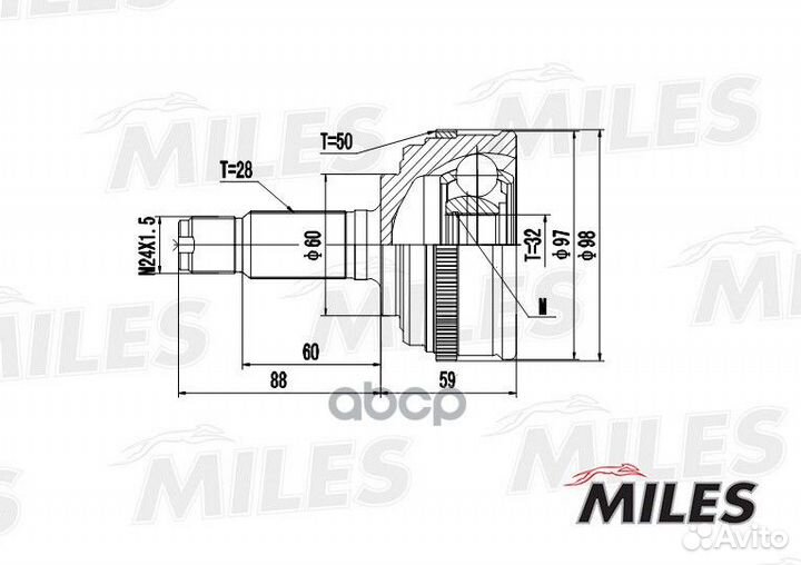 Шрус honda accord/prelude 2.0/2.2 90-98 нар.(AB