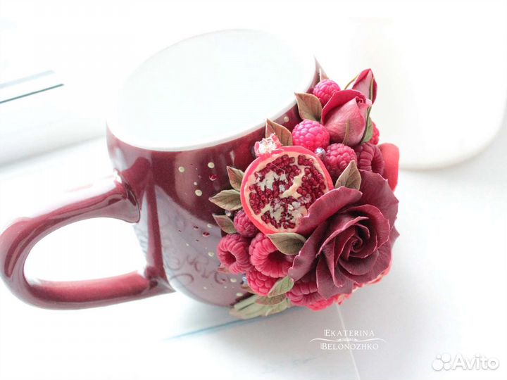 Кружка с декором Розы и гранат