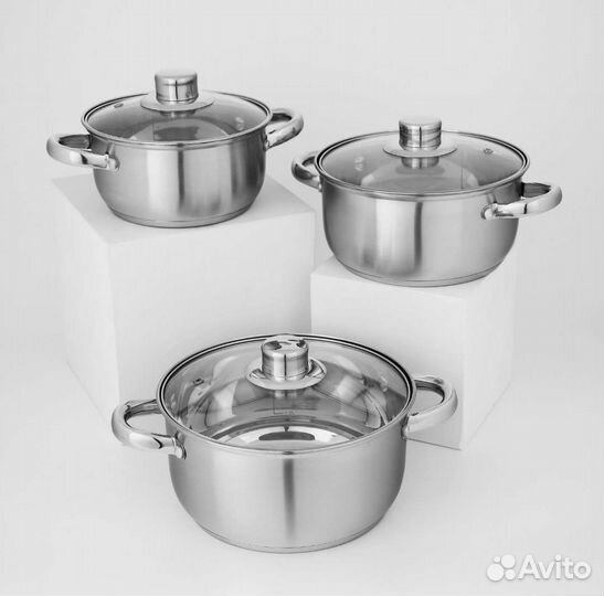 Новый набор кастрюль 1,6л, 2,3л, 3,2л