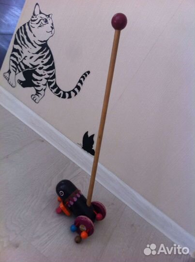 Каталка деревянная с ручкой