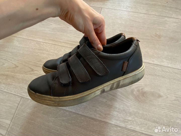 Кожанные ботинки туфли школьные ecco