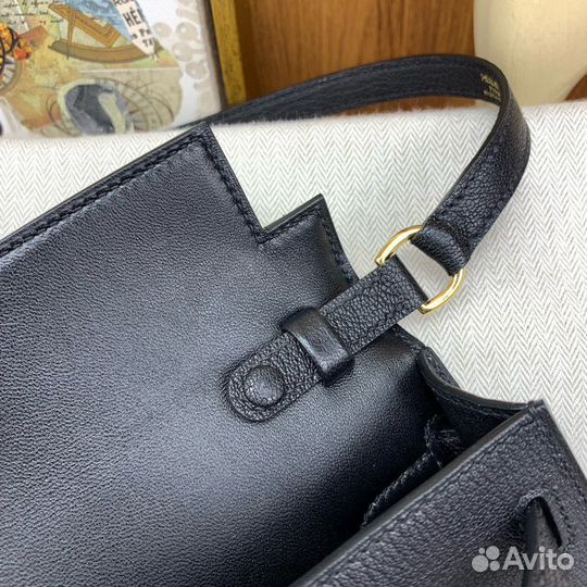 Сумка hermes kelly Elan GHW Black Chevre Mysore