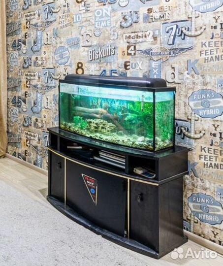 Аквариум, рыбы, подставкой. комплект