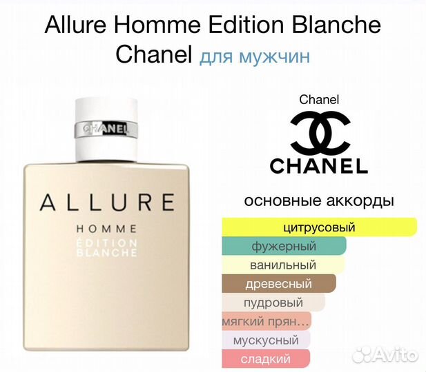 Духи Allure Homme Edition Blanche Chanel 100мл