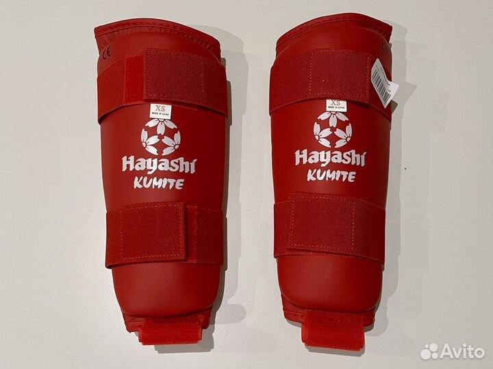 Защита ног для каратэ Hayashi тренировочная красны