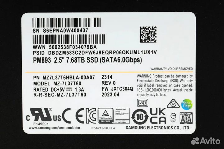 Твердотельный накопитель (SSD) Samsung MZ7L37T6hbl